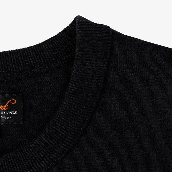 11oz Cotton Knit Crew Neck T-Shirt - Black IHT-1600-BLK