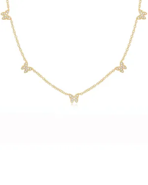 14k Yellow Gold Butterfly Diamond Necklace