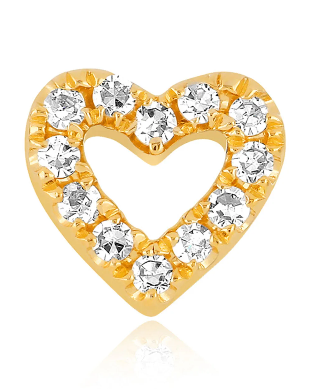 14k Yellow Gold Single Baby Diamond Open Heart Stud Earring