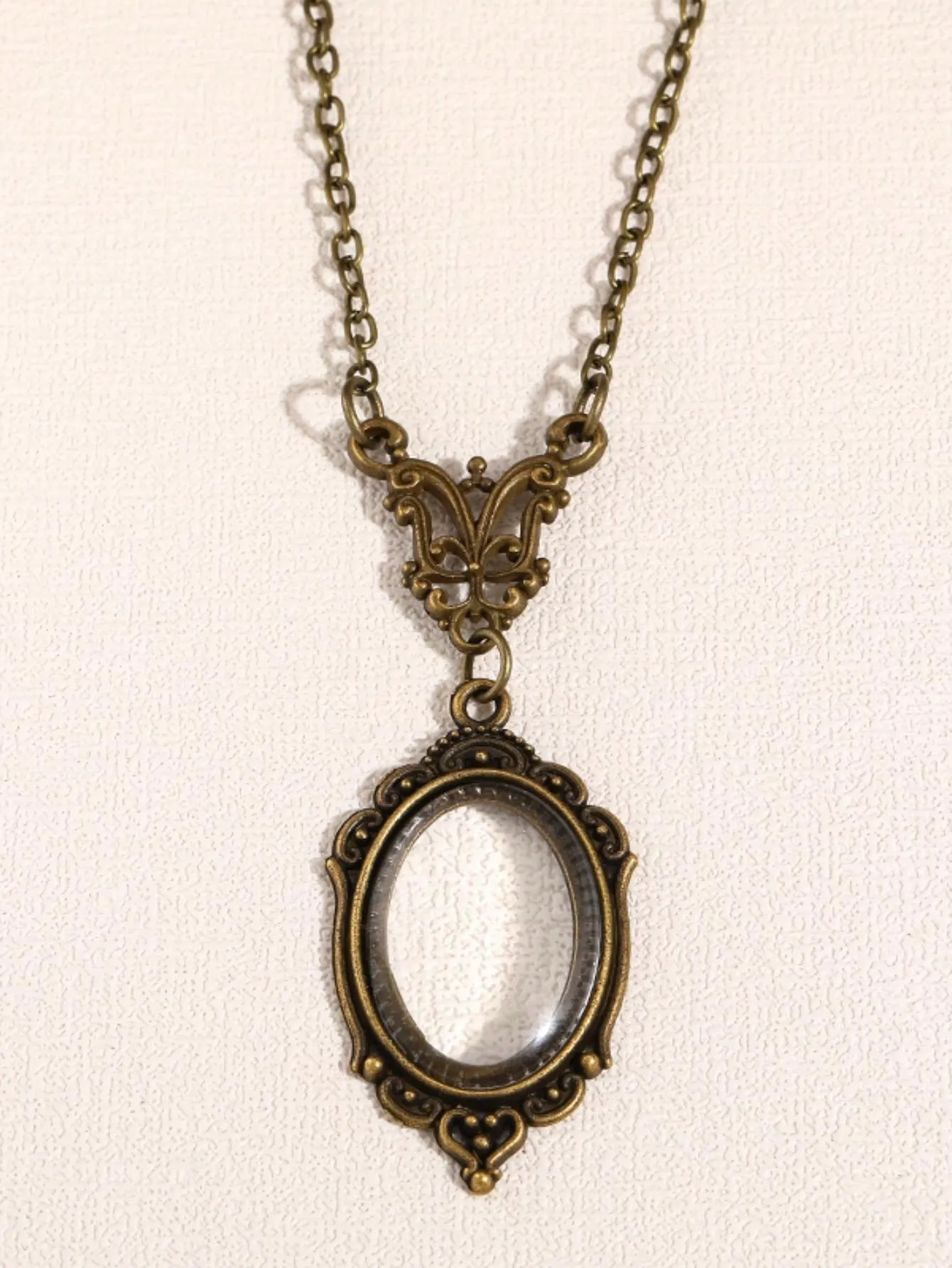 1PC Retro Enlarged Glass Pendant Necklace Victorian Monochrome Jewelry