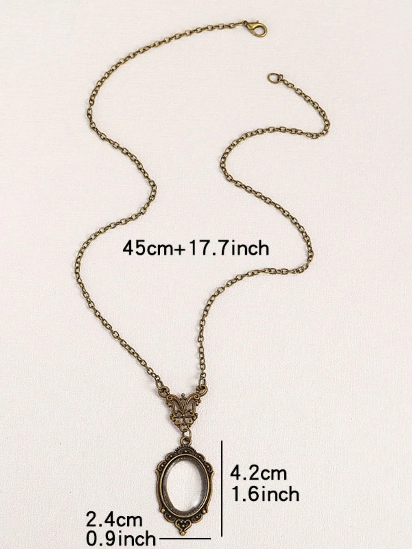 1PC Retro Enlarged Glass Pendant Necklace Victorian Monochrome Jewelry