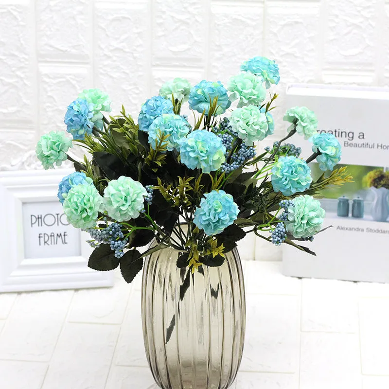 5PCS Artificial Flower Hydrangea Plastic Fake Green Flowers