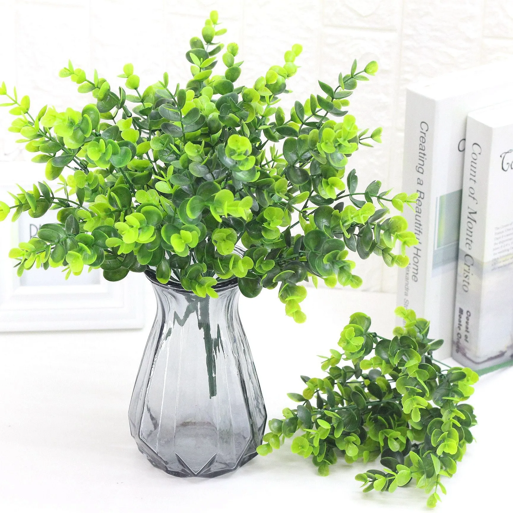 5PCS Artificial Plant Eucalyptus Leaf Plastic Fake Green Plants Gift for Women