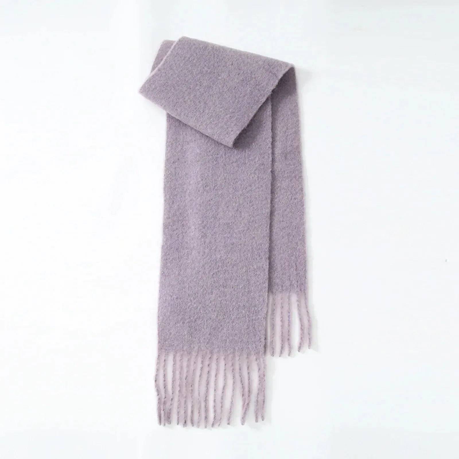 80% Wool Blend Solid Color Tassel Scarf for Women - Autumn Winter Collection