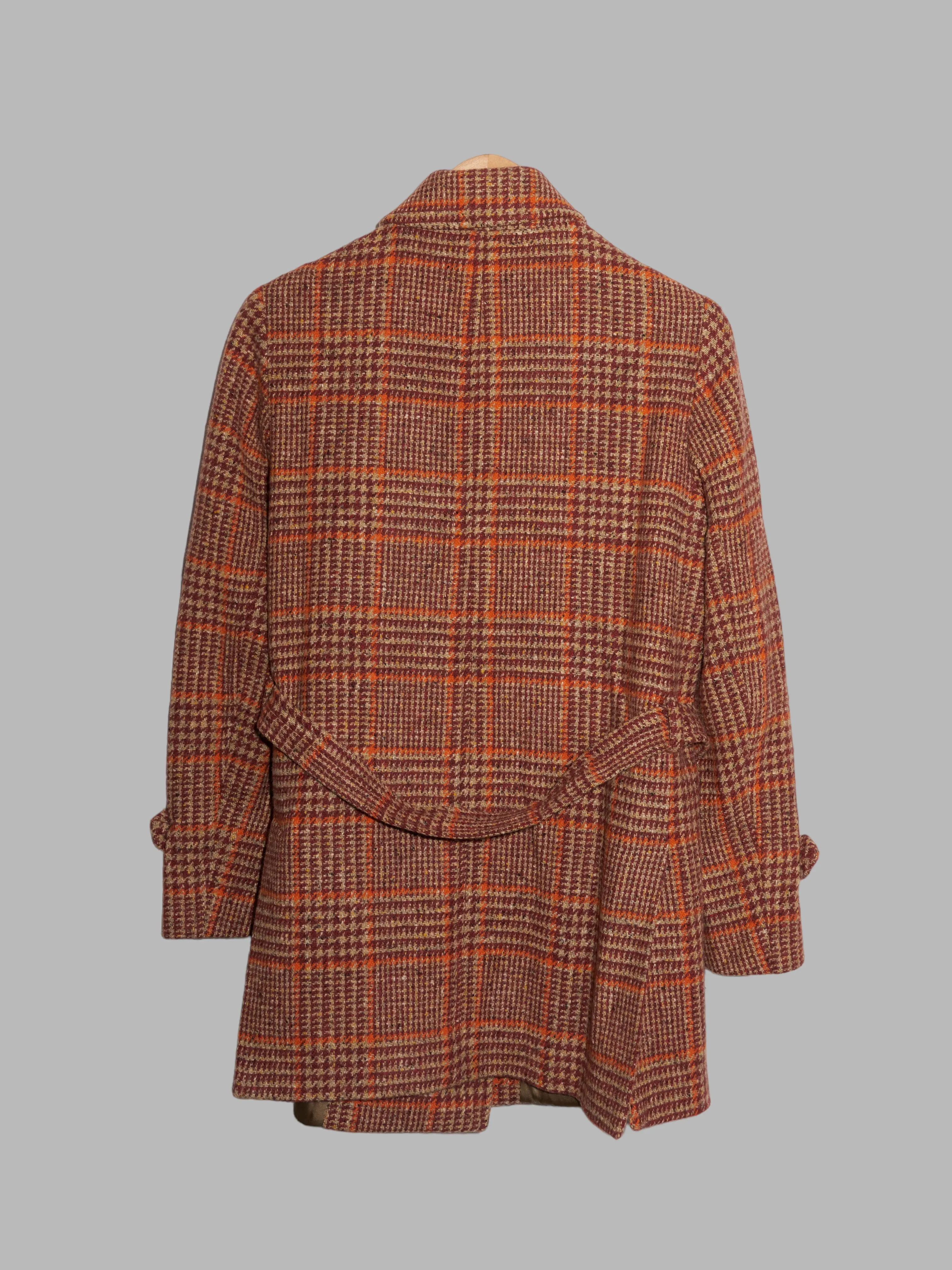 ab Alberto Biani brown wool houndstooth plaid peacoat