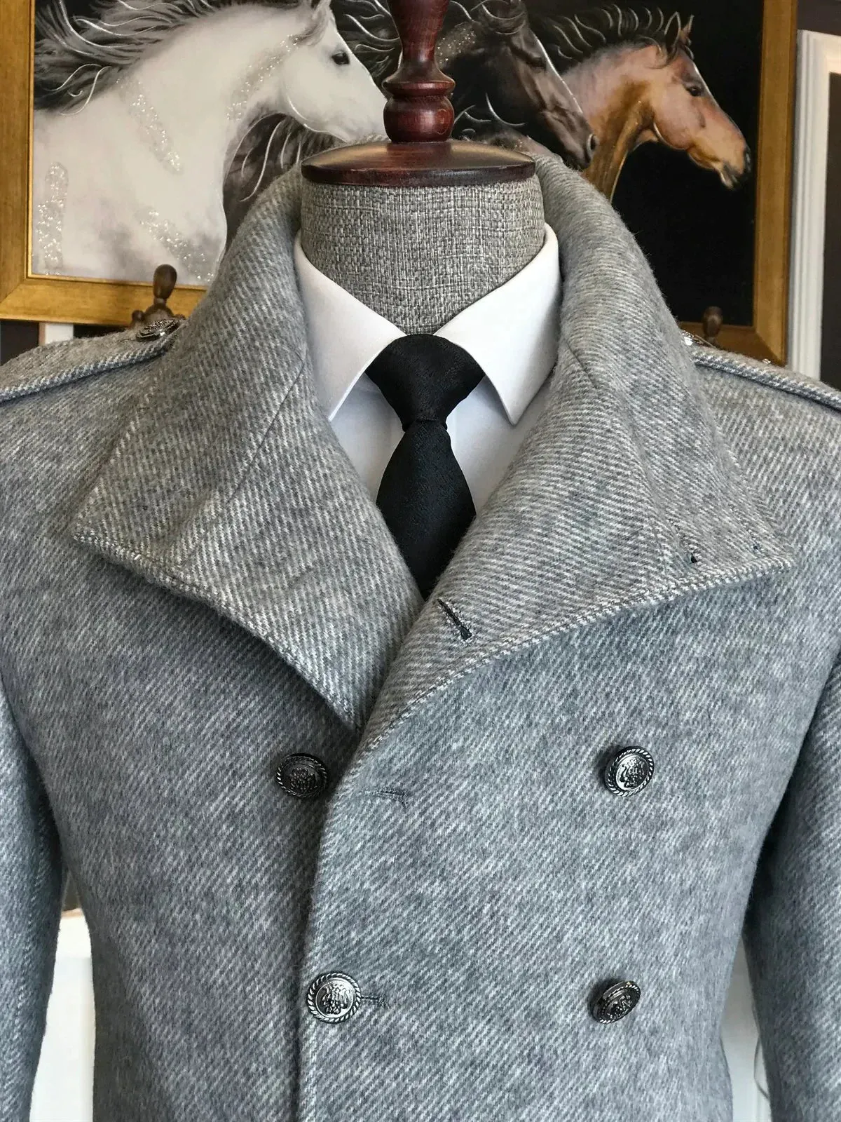 Alaska Ash Grey Double Breasted Over Coat by ITALIAN VEGA®