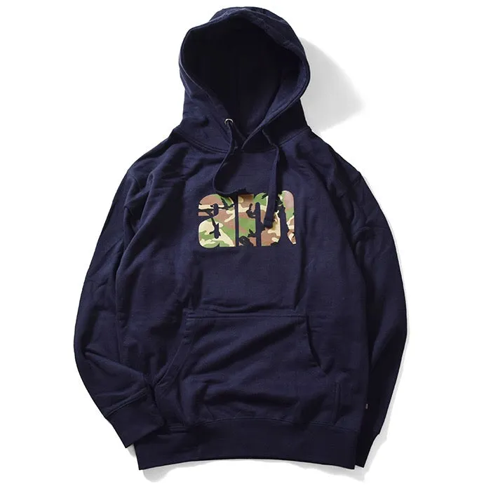 AM Aftermidnight NYC Woodland Camo AM Logo Pullover Hoodie Navy