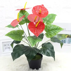 Artificial Plant 18 Head Anthurium Andraeanum Lind Plastic Fake Green Plants 3PCS