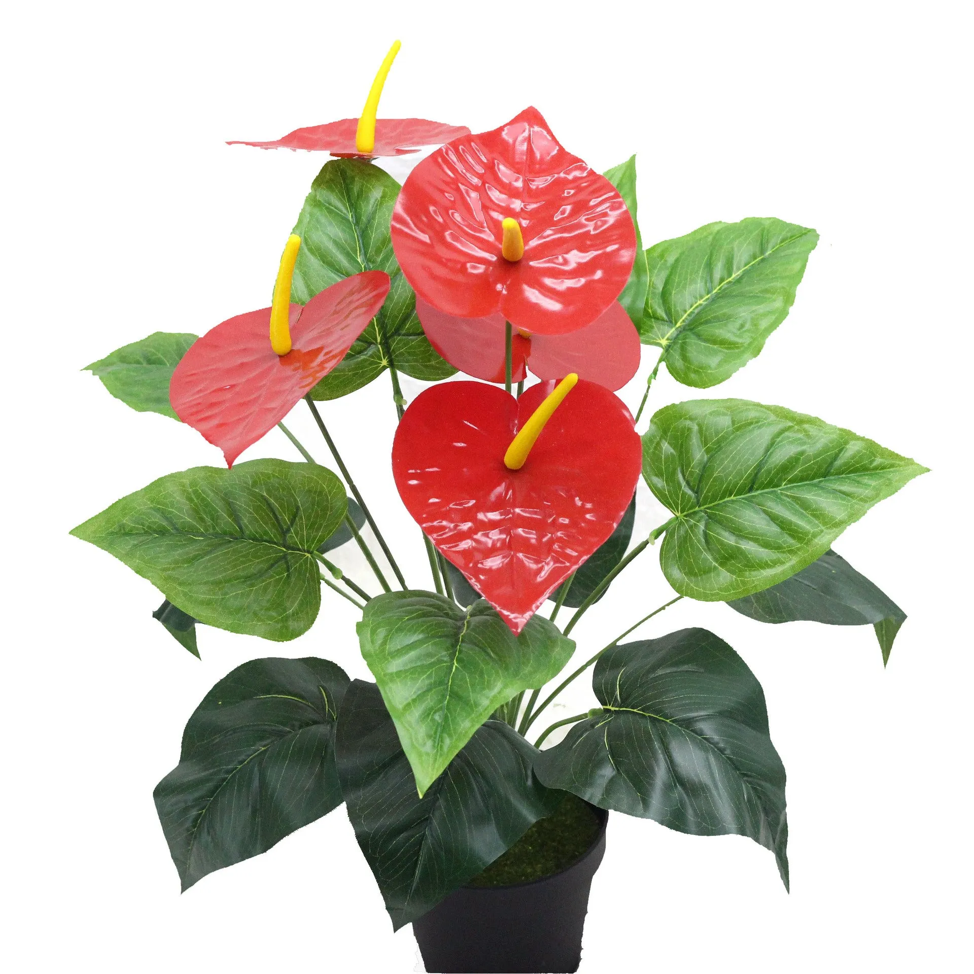 Artificial Plant 18 Head Anthurium Andraeanum Lind Plastic Fake Green Plants 3PCS