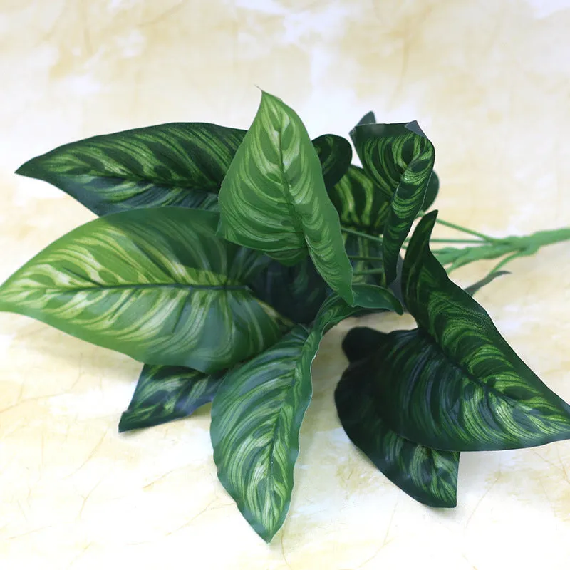 Artificial Plant 9 Head Common Calla Leaf Plastic Fake Green Plants 5PCS