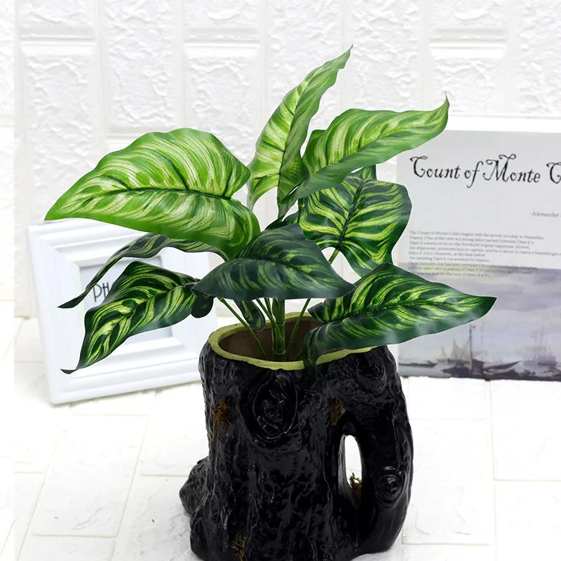 Artificial Plant 9 Head Common Calla Leaf Plastic Fake Green Plants 5PCS