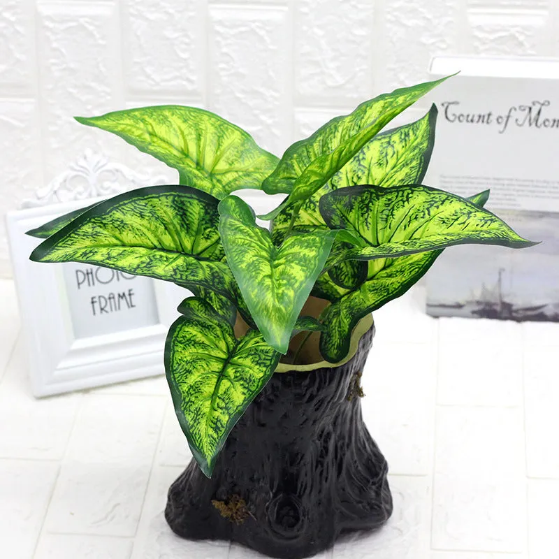 Artificial Plant 9 Head Common Calla Leaf Plastic Fake Green Plants 5PCS