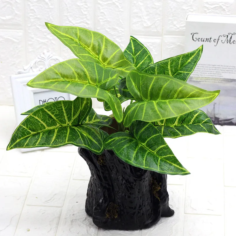 Artificial Plant 9 Head Common Calla Leaf Plastic Fake Green Plants 5PCS