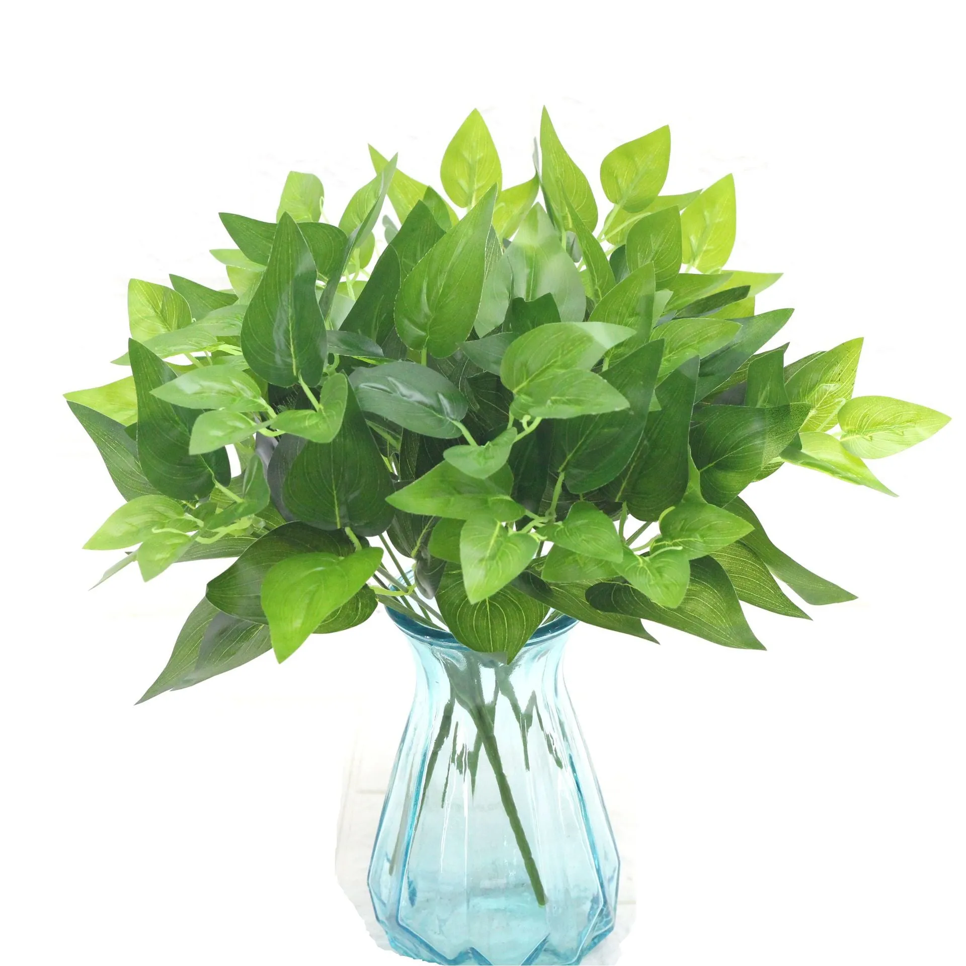 Artificial Plant Flower Silk Flower Green Leaf Plastic Fake Green Plant 5pcs