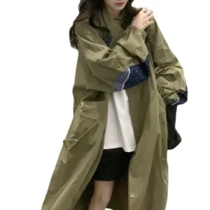 Autumn Long Cool Trench Coat for Women with Hood Zipper