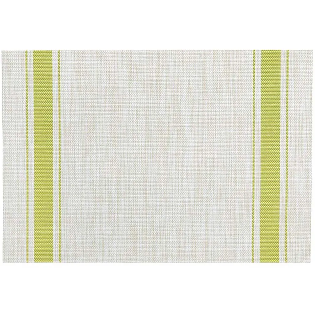 Bistro Stripe Vinyl Placemat Green, 13in X 19in