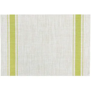 Bistro Stripe Vinyl Placemat Green, 13in X 19in