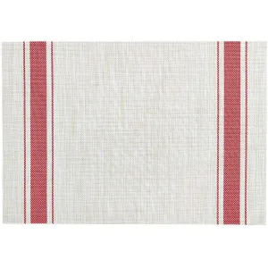 Bistro Stripe Vinyl Placemat Red, 13in X 19in