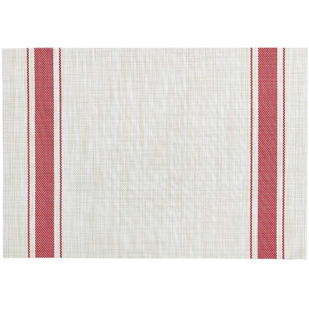 Bistro Stripe Vinyl Placemat Red, 13in X 19in