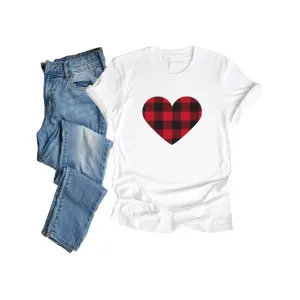 Buffalo Plaid Heart T Shirt