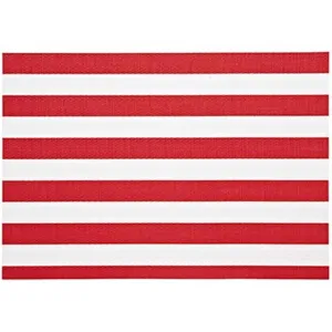 Cabana Stripe Vinyl Placemat Red, 13in X 19in