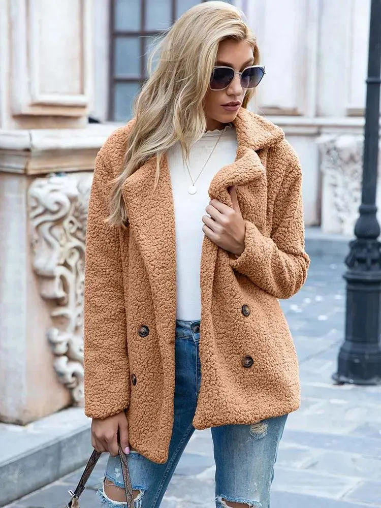 Chic Oversized Plush Faux Fur Teddy Coat - Women's Essential Outerwear