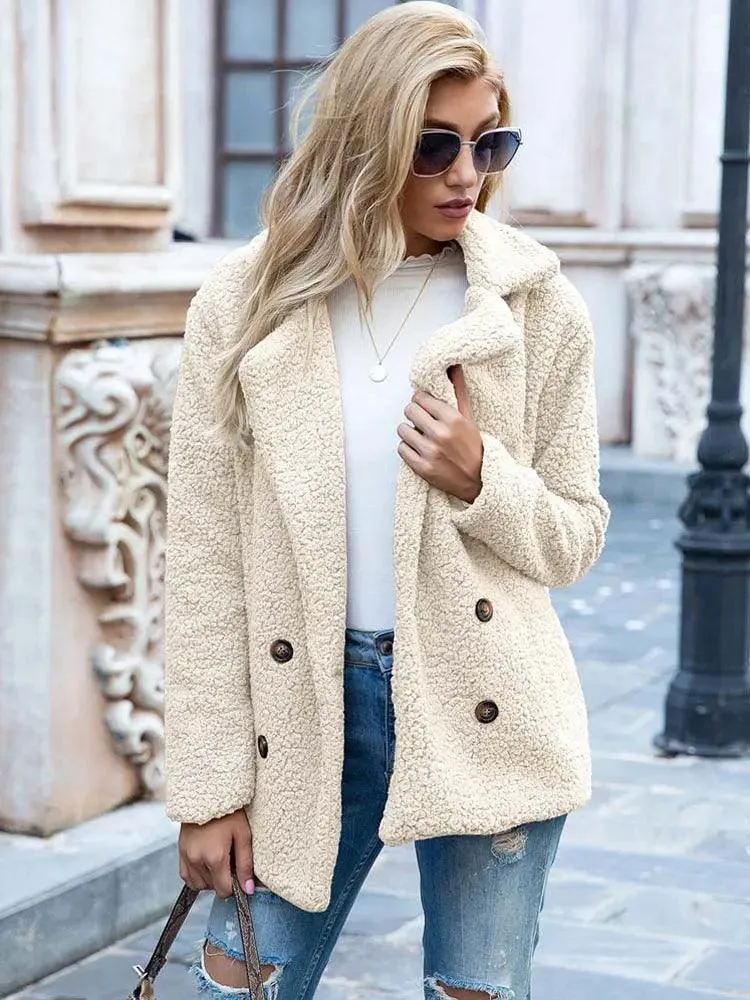 Chic Oversized Plush Faux Fur Teddy Coat - Women's Essential Outerwear