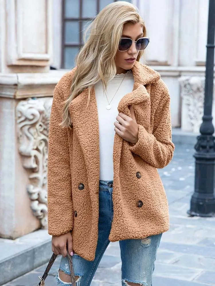 Chic Oversized Plush Faux Fur Teddy Coat - Women's Essential Outerwear