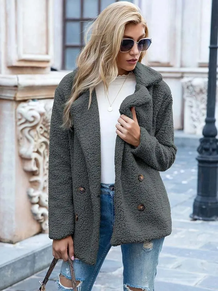 Chic Oversized Plush Faux Fur Teddy Coat - Women's Essential Outerwear