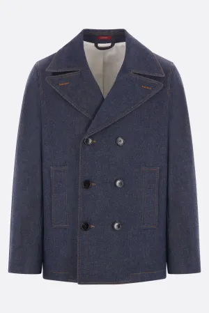 Double-breasted Denim Peacoat