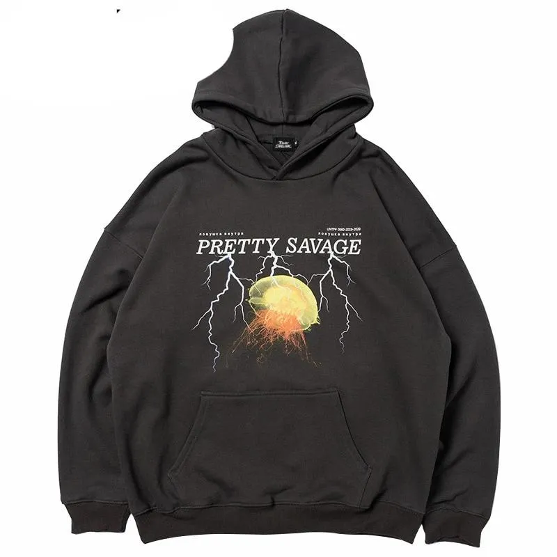 Hip Hop Lightning Print Hoodie