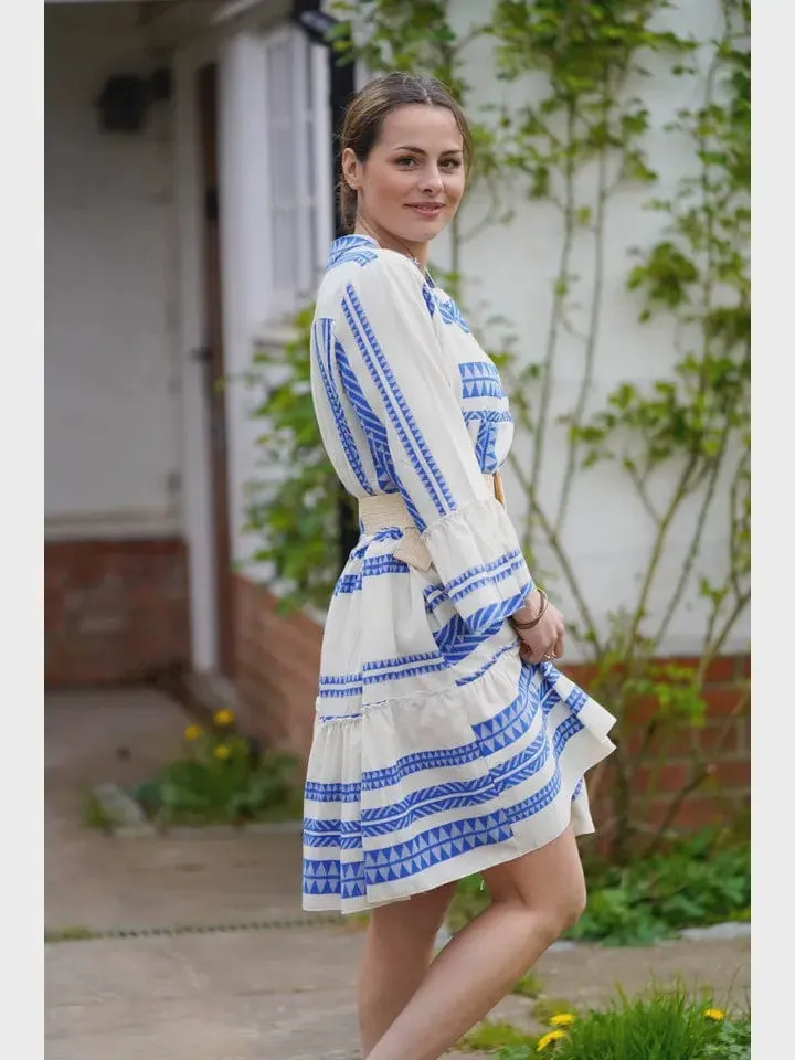 Joelle Aztec Dress Blue