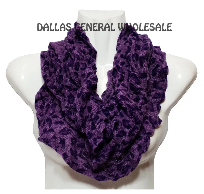 Ladies Cheetah Animal Printed Knitted Warm Infinity Circle Scarf Wholesale