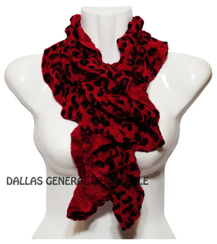 Ladies Cheetah Animal Printed Knitted Warm Infinity Circle Scarf Wholesale