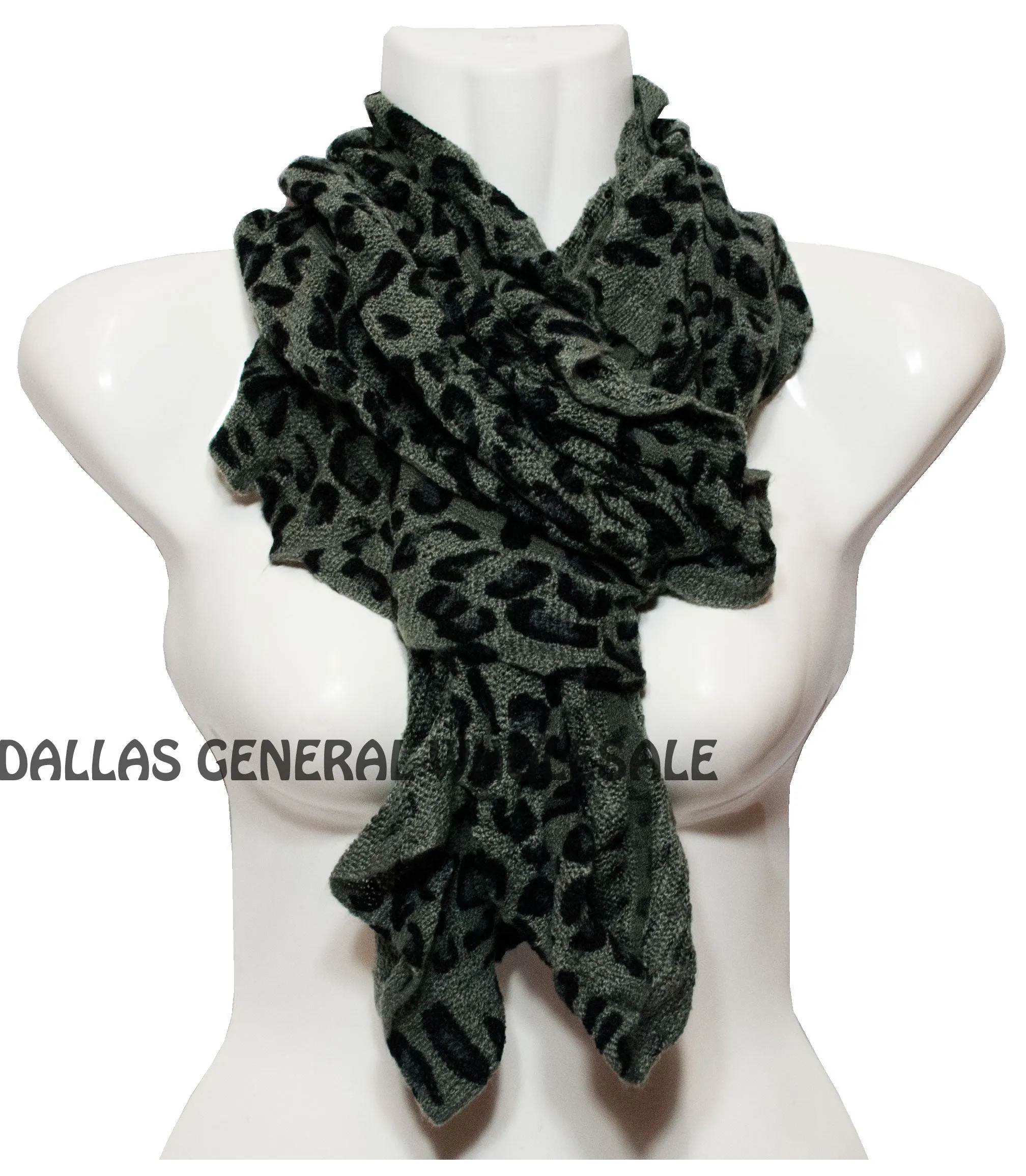 Ladies Cheetah Animal Printed Knitted Warm Infinity Circle Scarf Wholesale