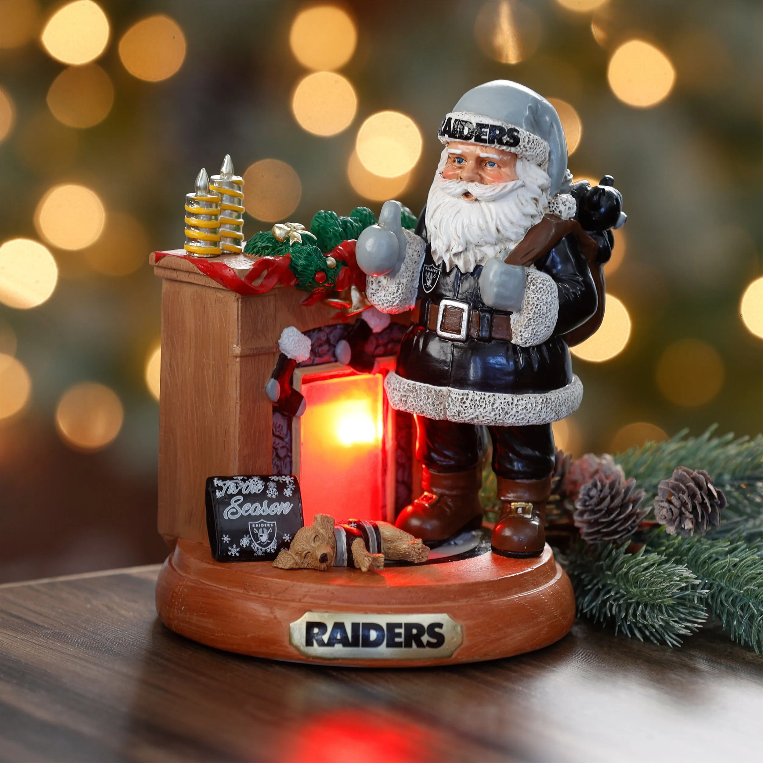 Las Vegas Raiders NFL Santa Fireplace Figurine