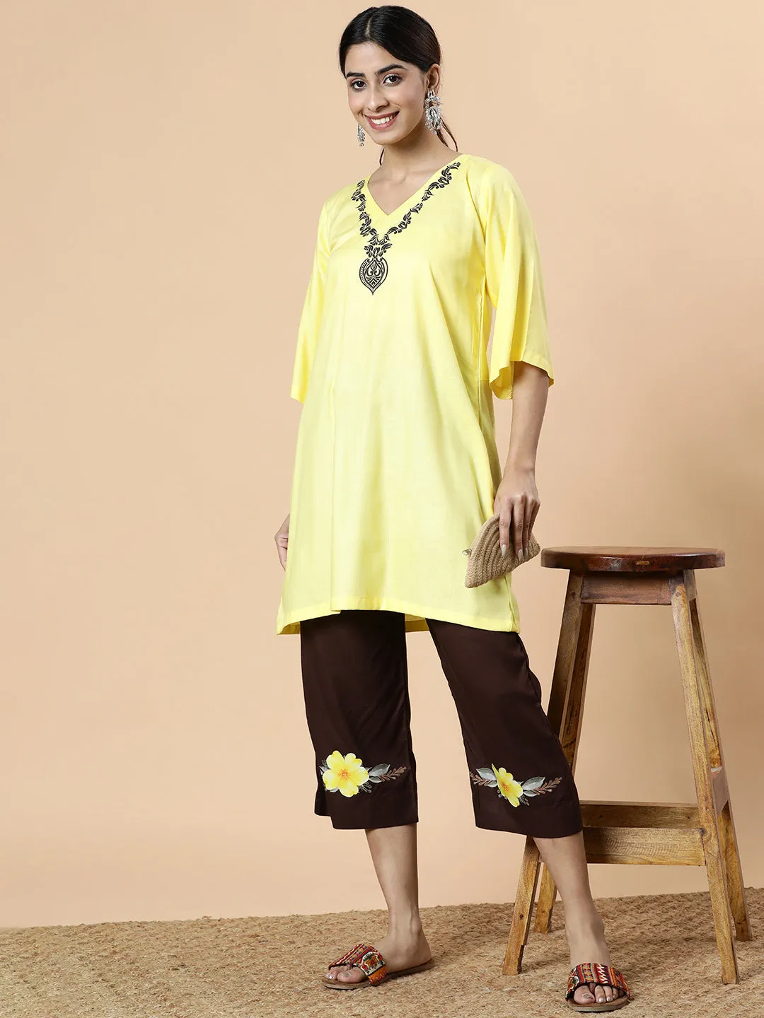 Lemon Rayon Kurti - Mala