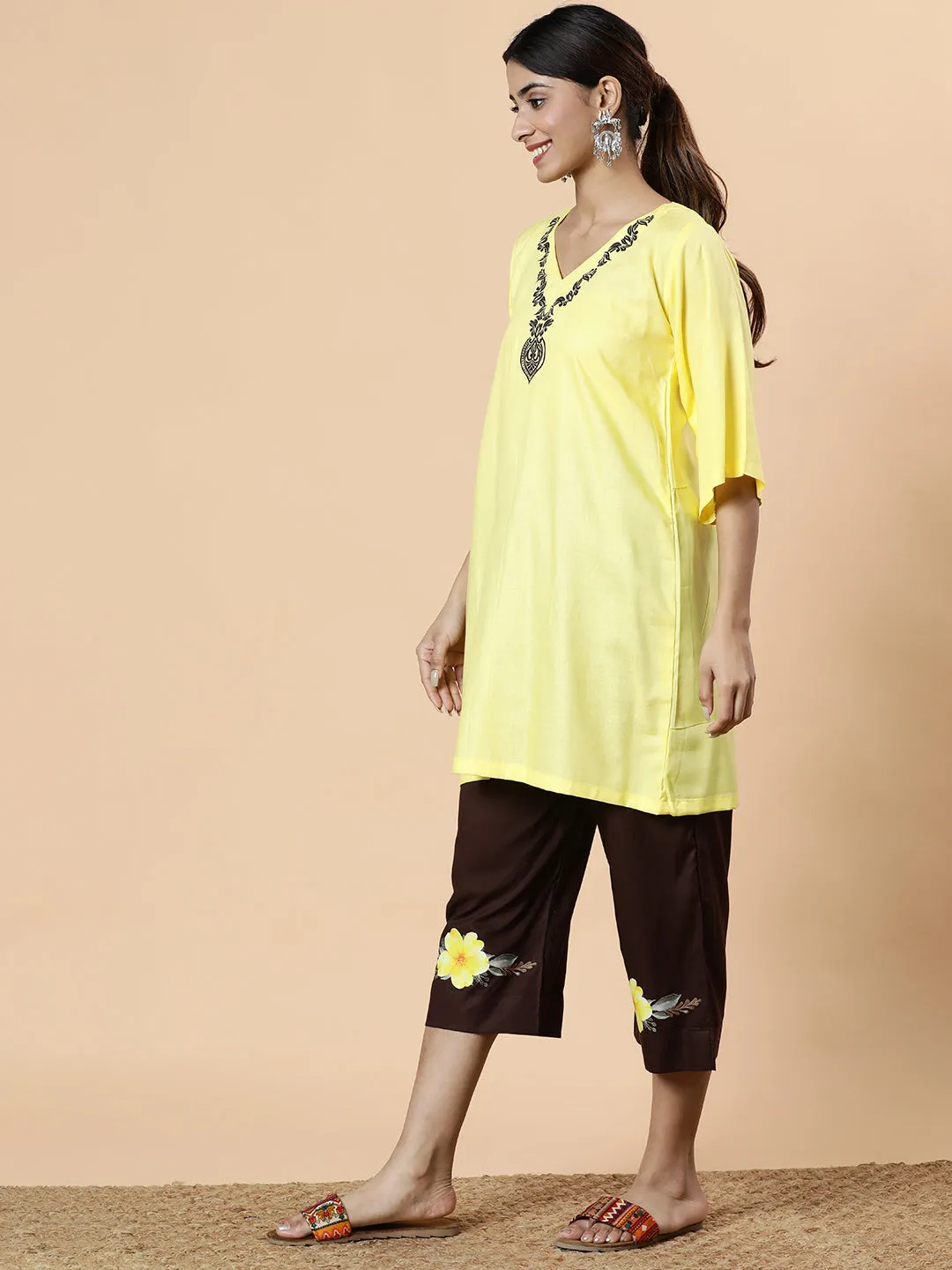 Lemon Rayon Kurti - Mala