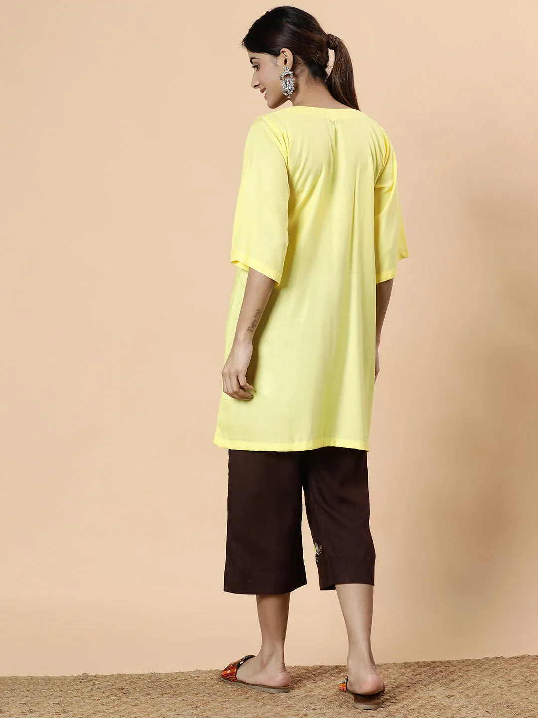 Lemon Rayon Kurti - Mala