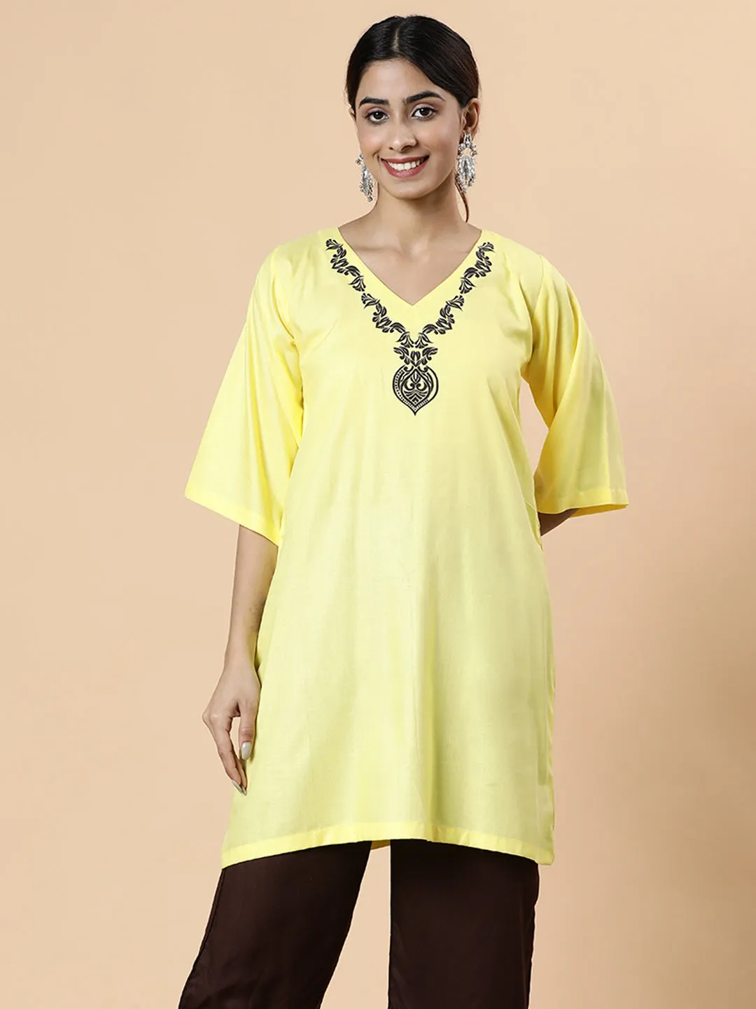 Lemon Rayon Kurti - Mala