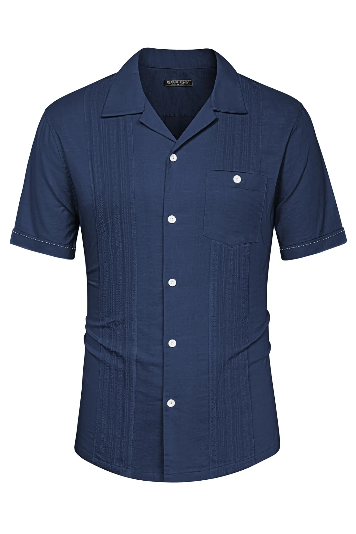 Men's Casual Button Down Linen Shirt Cuban Guayabera Shirts