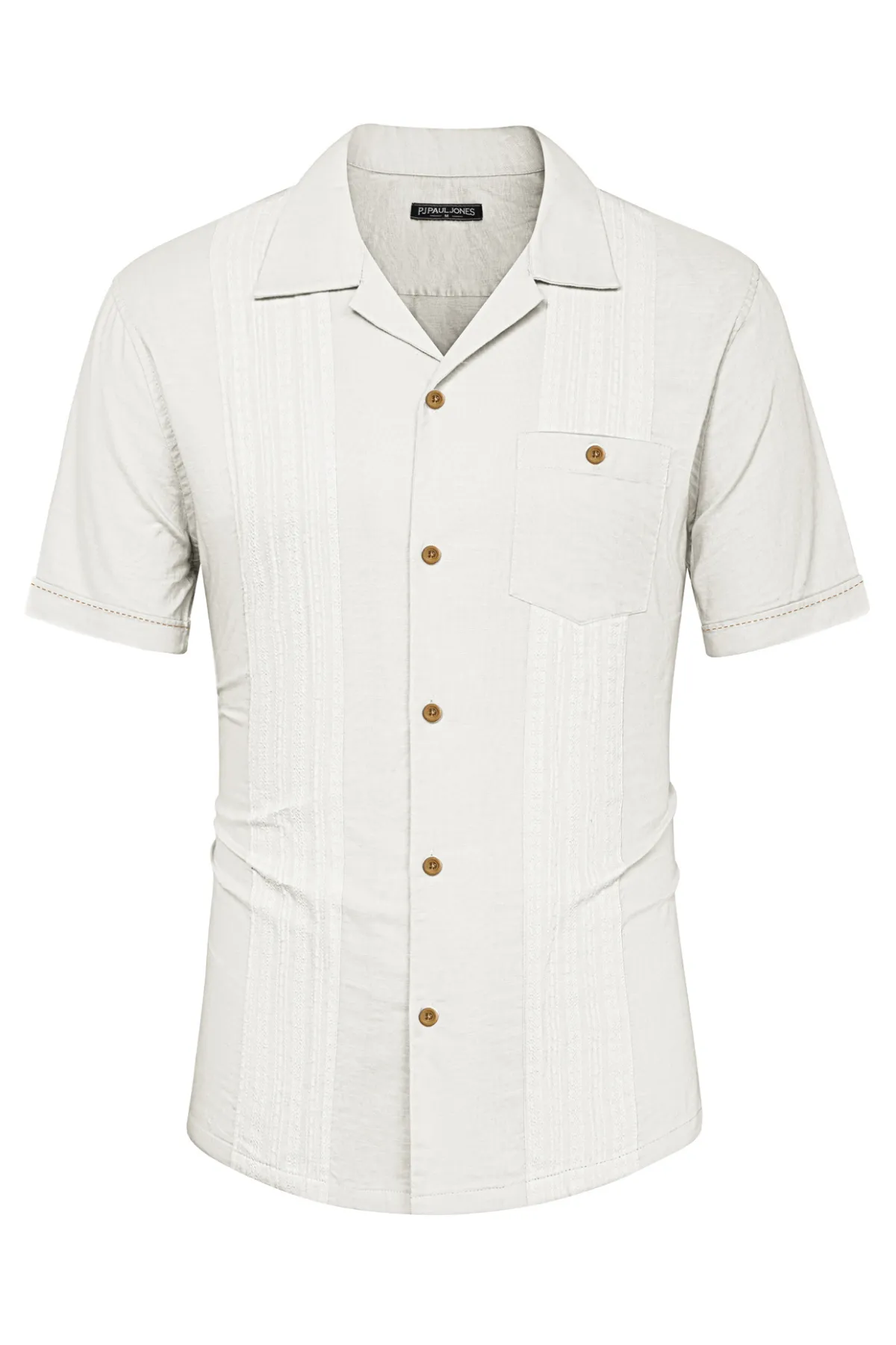 Men's Casual Button Down Linen Shirt Cuban Guayabera Shirts