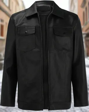 Men's Fall Winter Stand Collar Leather Jacket S8901678