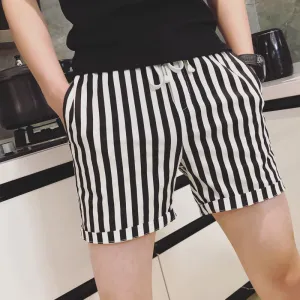 Mono Stripe Elastic Waisted Men Shorts