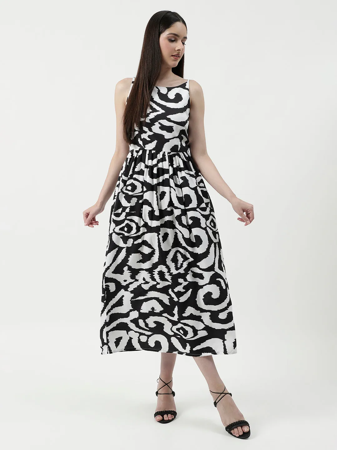 Monocromatic Digital Printed Maxi Dress