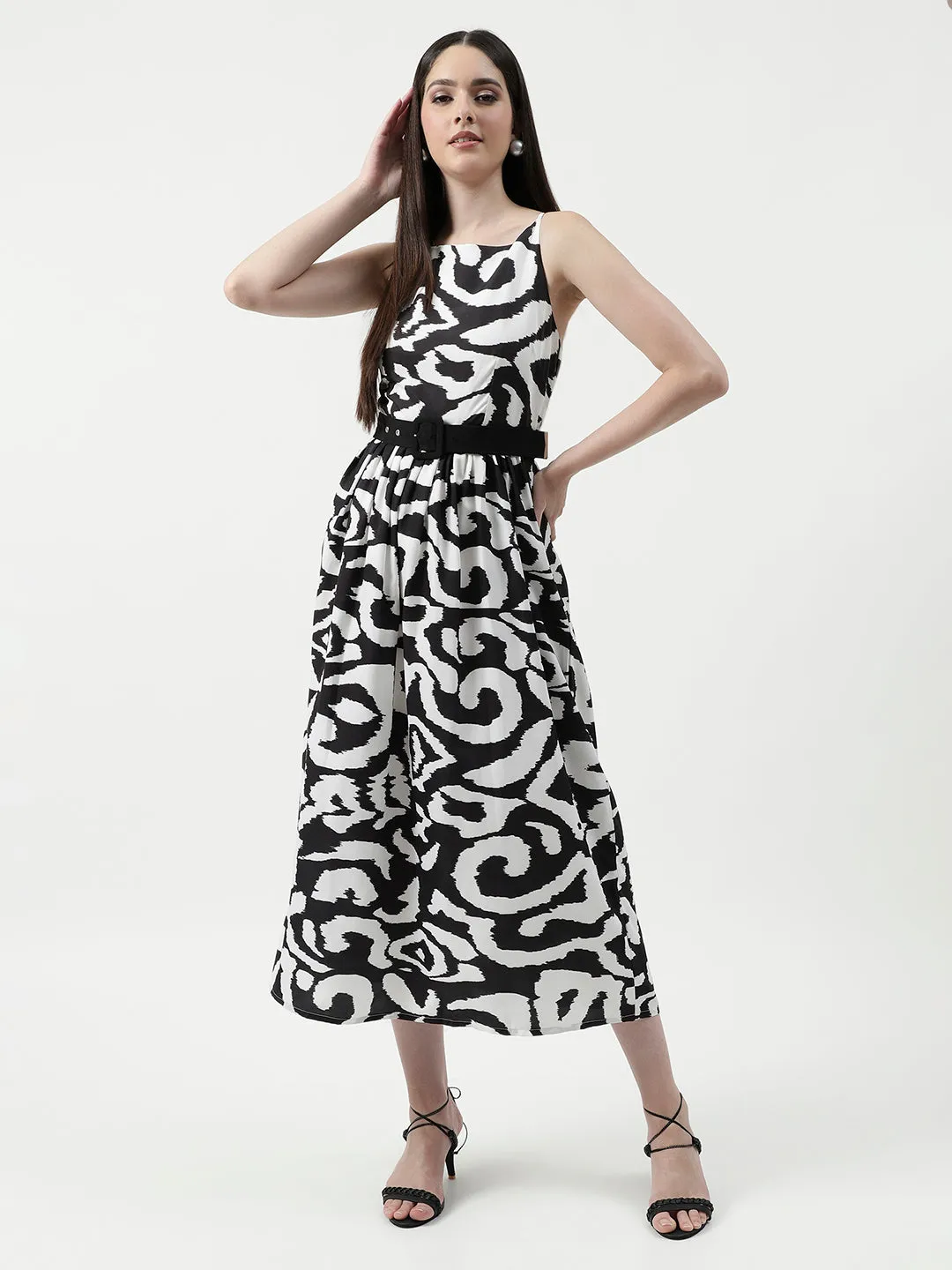 Monocromatic Digital Printed Maxi Dress