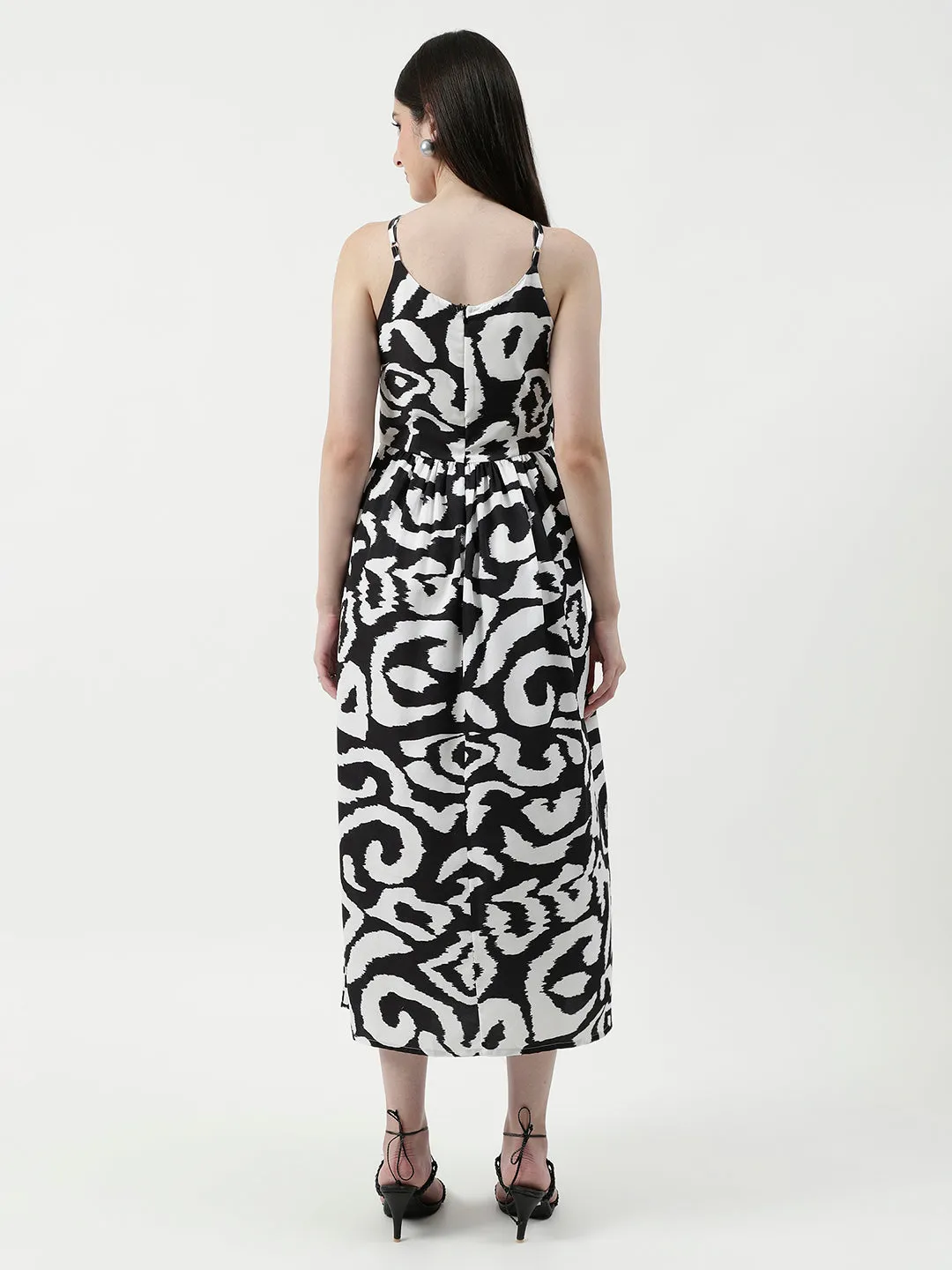 Monocromatic Digital Printed Maxi Dress