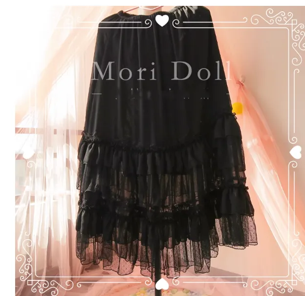 Mori Doll~Elegant Lolita Flounce Hemline Skirt Multicolors