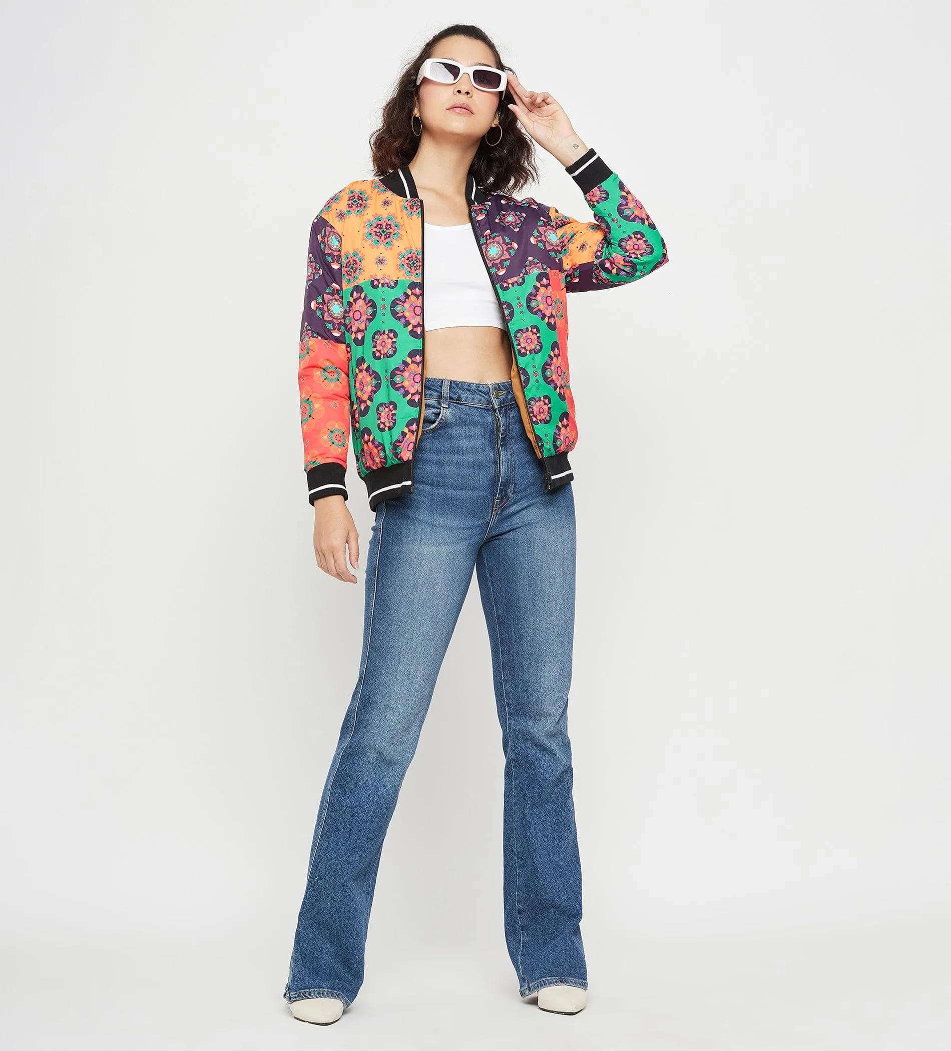 Multicolor Printed Reversible Jacket for Women