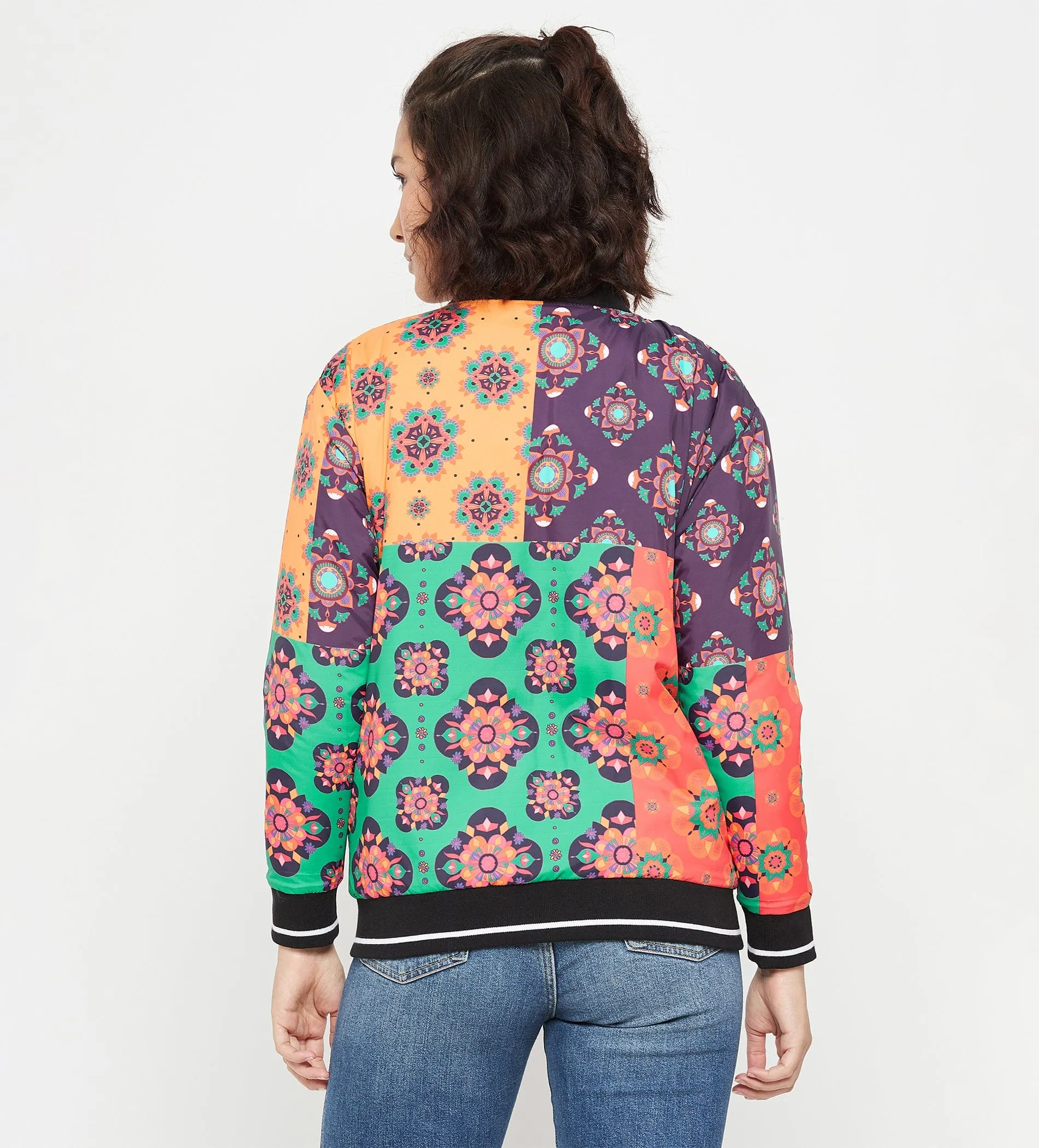 Multicolor Printed Reversible Jacket for Women